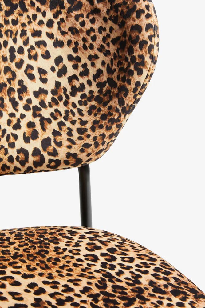 Set Of 2 Dining Chairs In Leopard Print Velvet