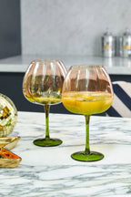 Set of 2 Pink & Green Gin Glasses