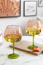 Set of 2 Pink & Green Gin Glasses