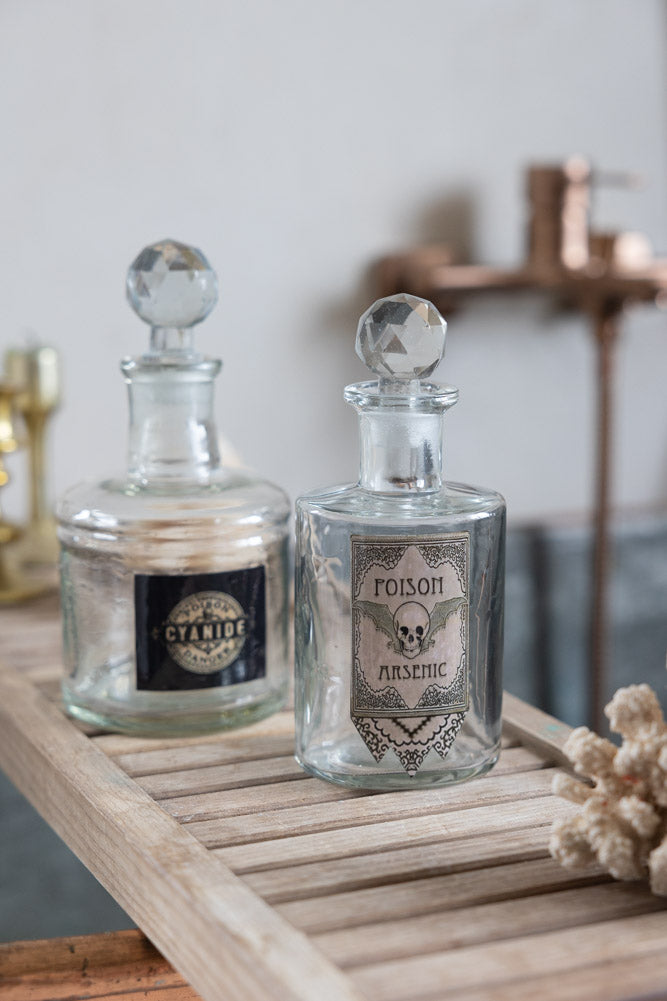 Set of 3 Apothecary-Style Poison Decanter Bottles