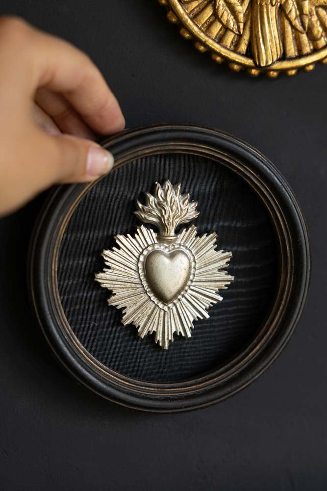 Silver Antiqued Style Milagro Heart Wall Decor