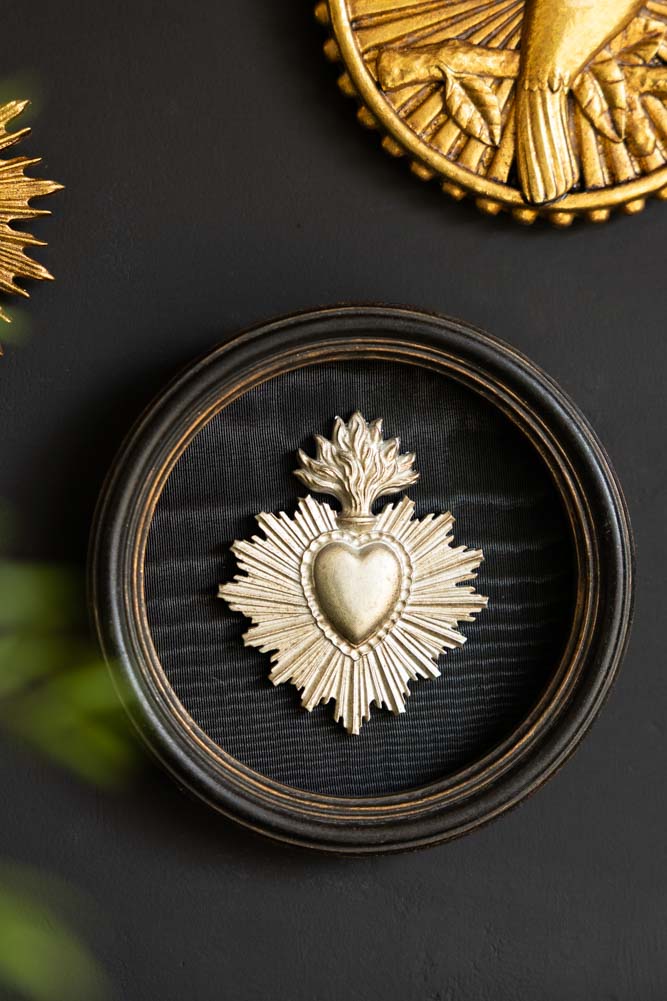 Silver Antiqued Style Milagro Heart Wall Decor