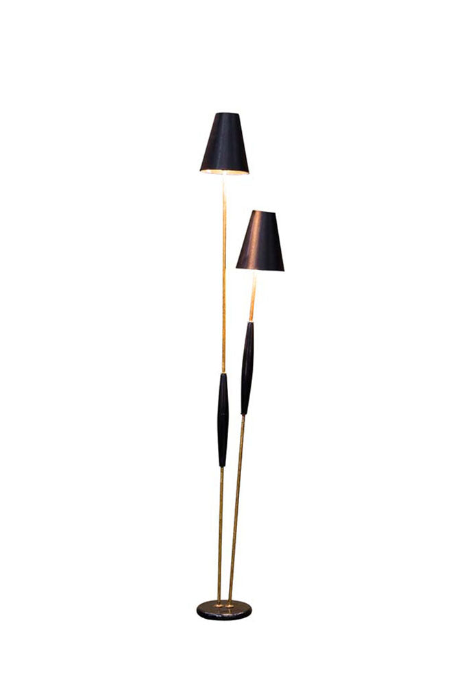 Sleek Black & Gold Double Shade Floor Lamp