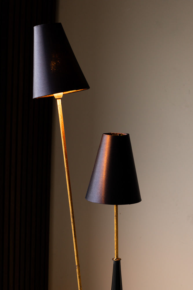 Sleek Black & Gold Double Shade Floor Lamp