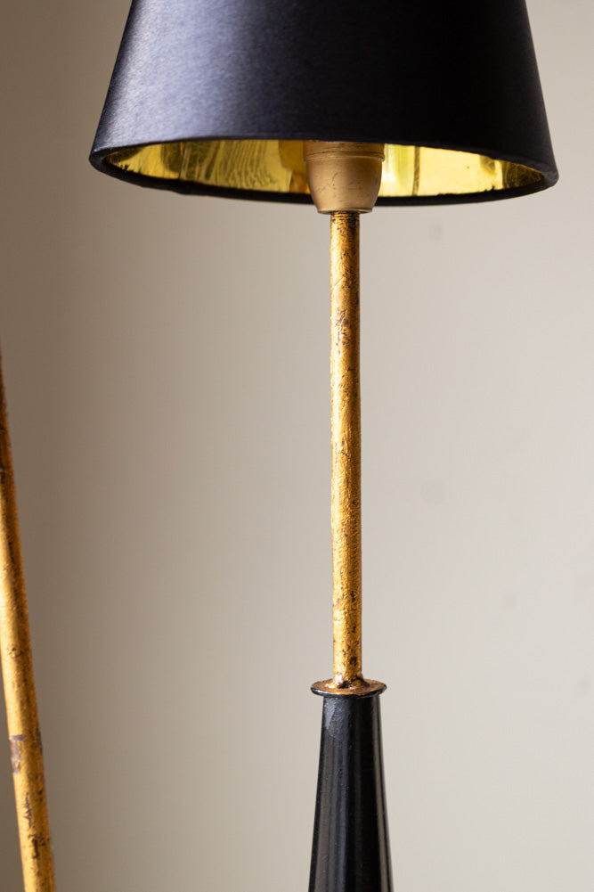 Sleek Black & Gold Double Shade Floor Lamp