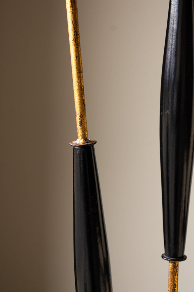 Sleek Black & Gold Double Shade Floor Lamp