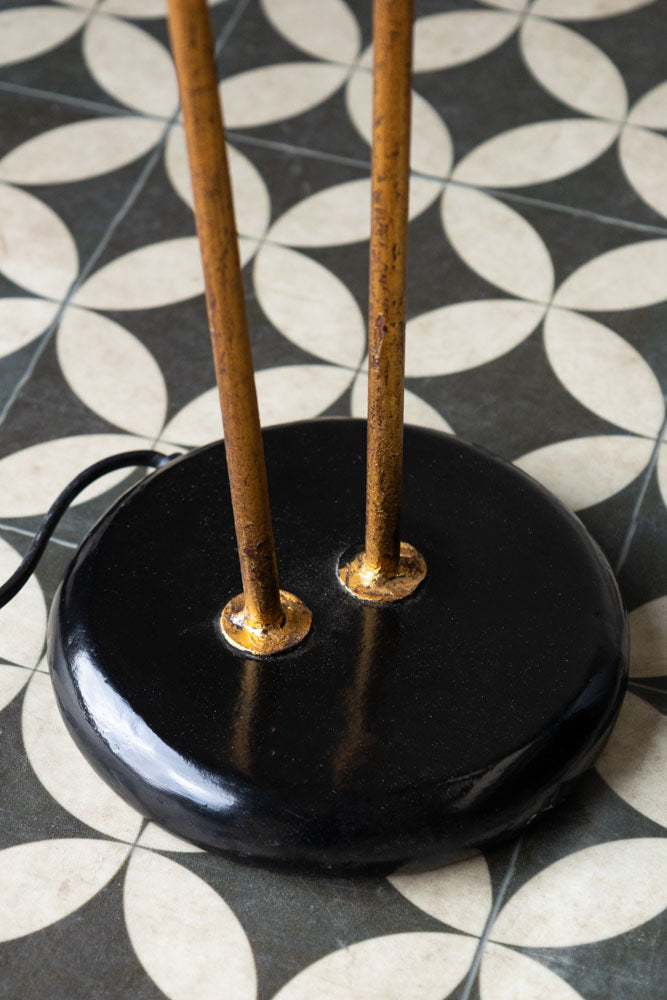 Sleek Black & Gold Double Shade Floor Lamp