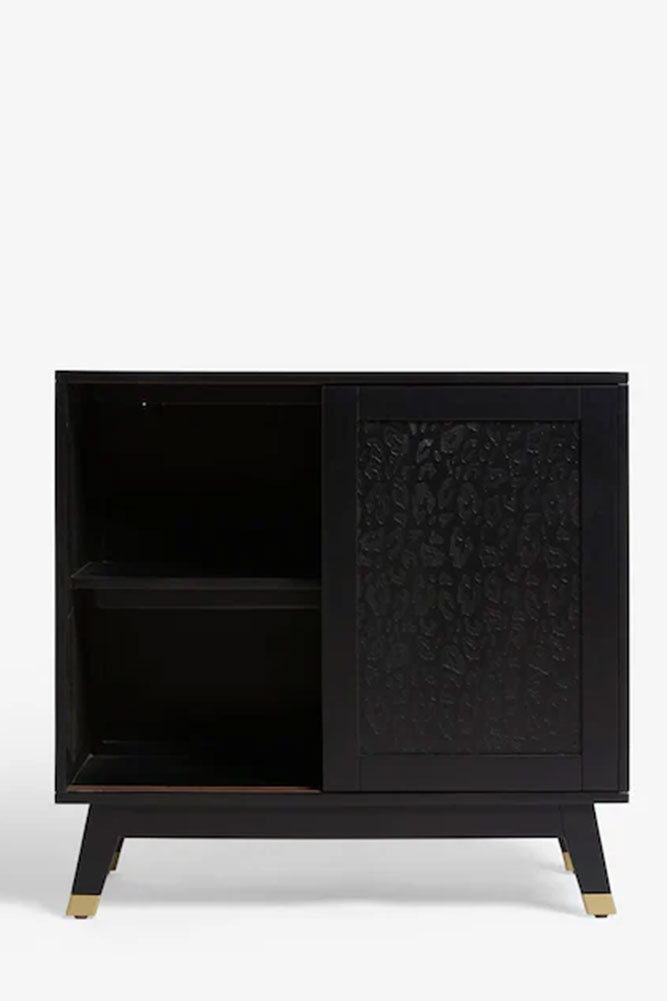 Petit buffet noir à imprimé léopard