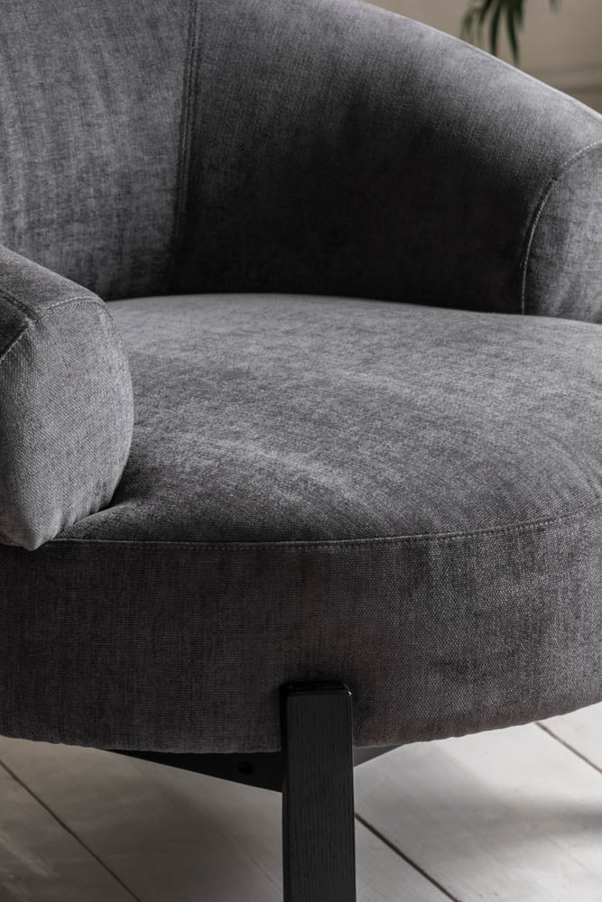Beautiful Curved Grey Accent Armchair