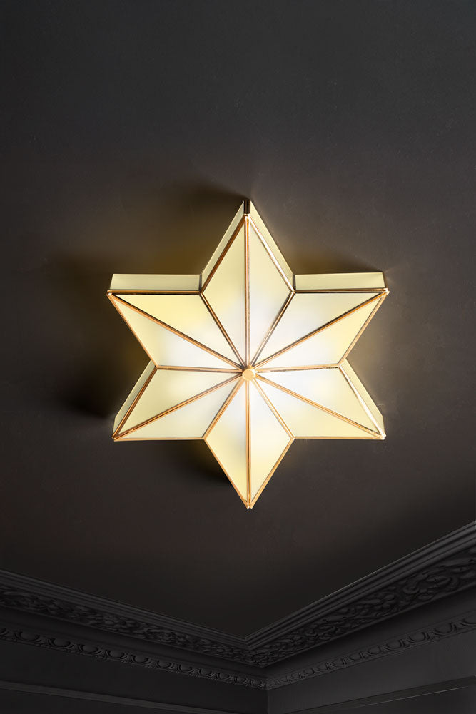 Plafonnier encastré en laiton et verre Star
