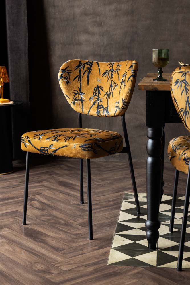 Set Of 2 Dining Chairs In Bamboo Velvet