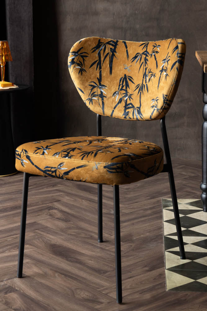 Set Of 2 Dining Chairs In Bamboo Velvet