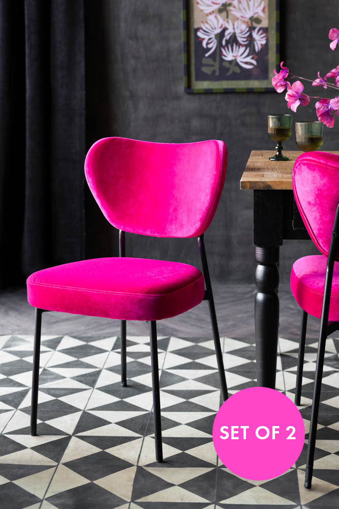 Set Of 2 Dining Chairs In Harry's Hot Pink