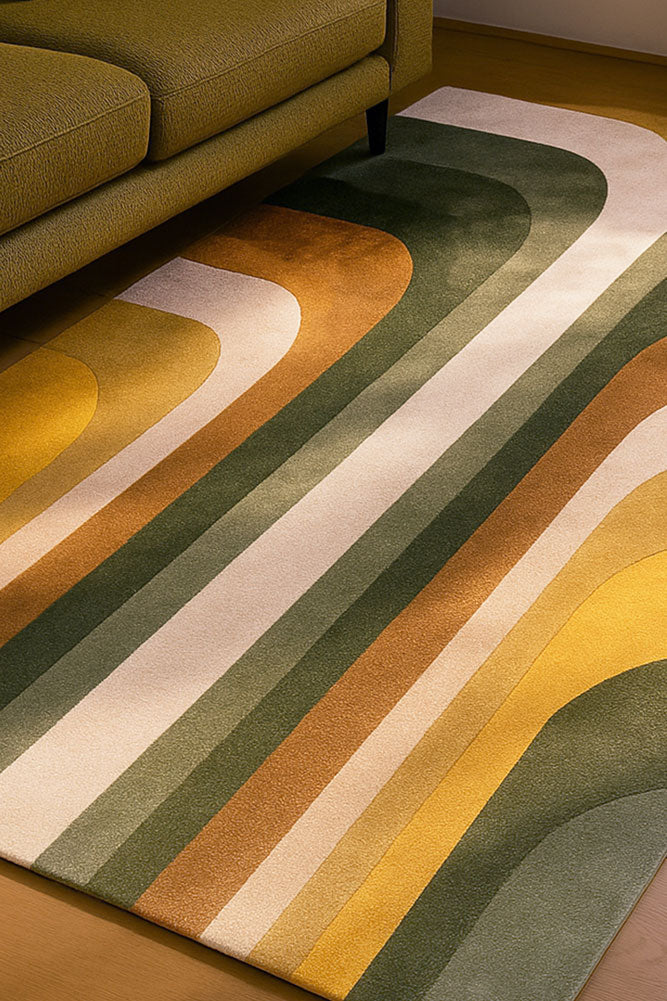 The Romy Retro Rug in Green - Available in 3 Sizes