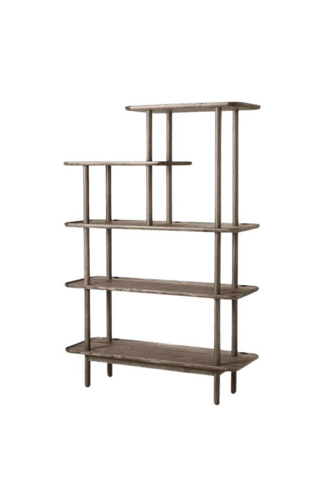 Tiered Oak Display Cabinet In Grey