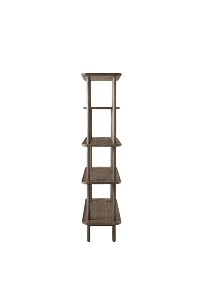 Tiered Oak Display Cabinet In Grey