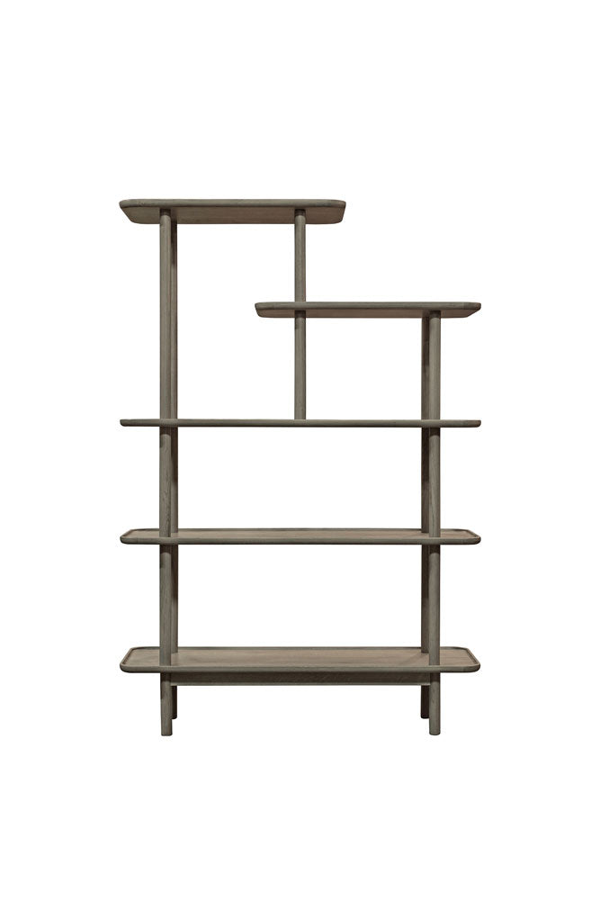 Tiered Oak Display Cabinet In Grey