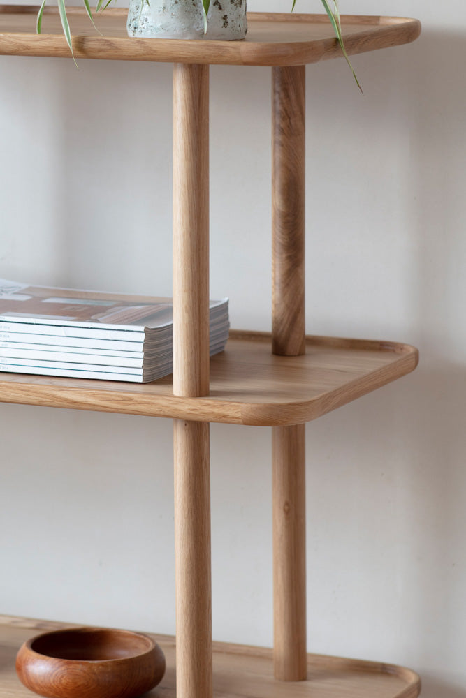 Tiered Oak Display Cabinet