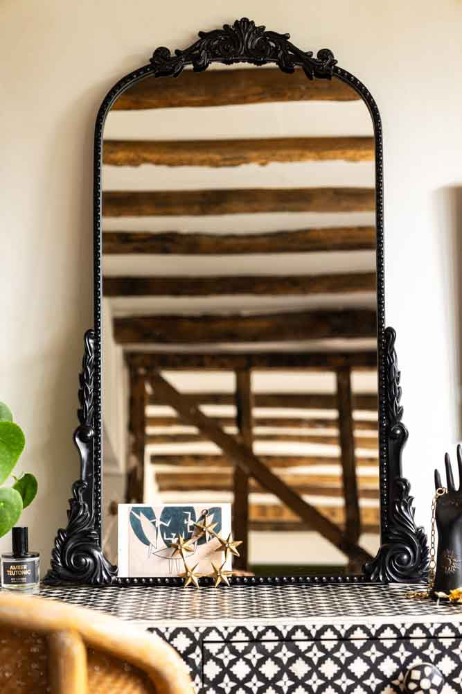 Vintage Inspired Black Framed Decorative Mirror