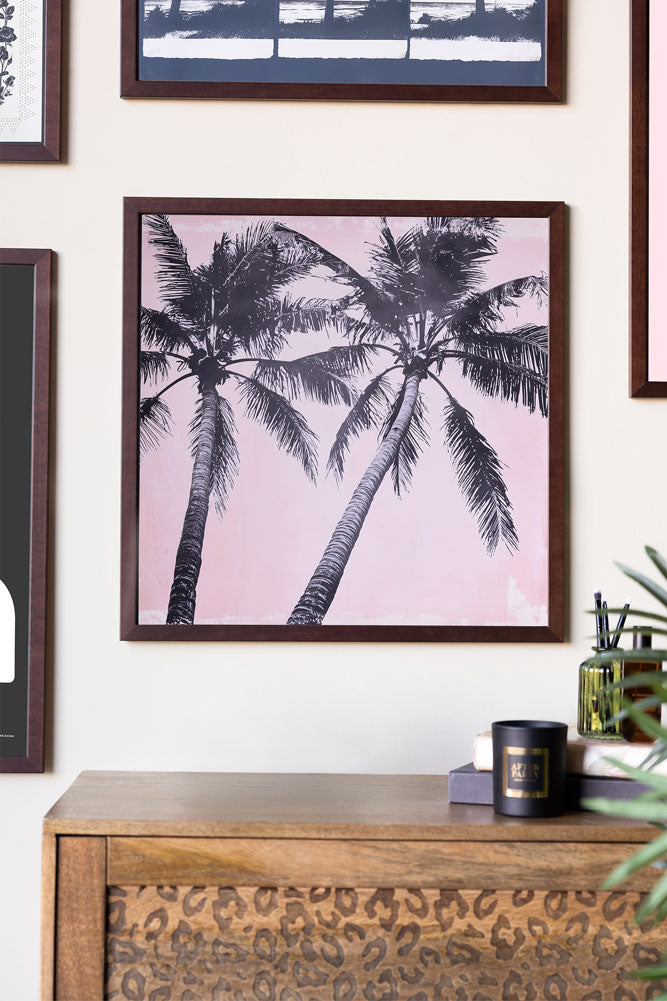 Vintage Pink Palms 50cm x 50cm Art Print - Available in 4 Options