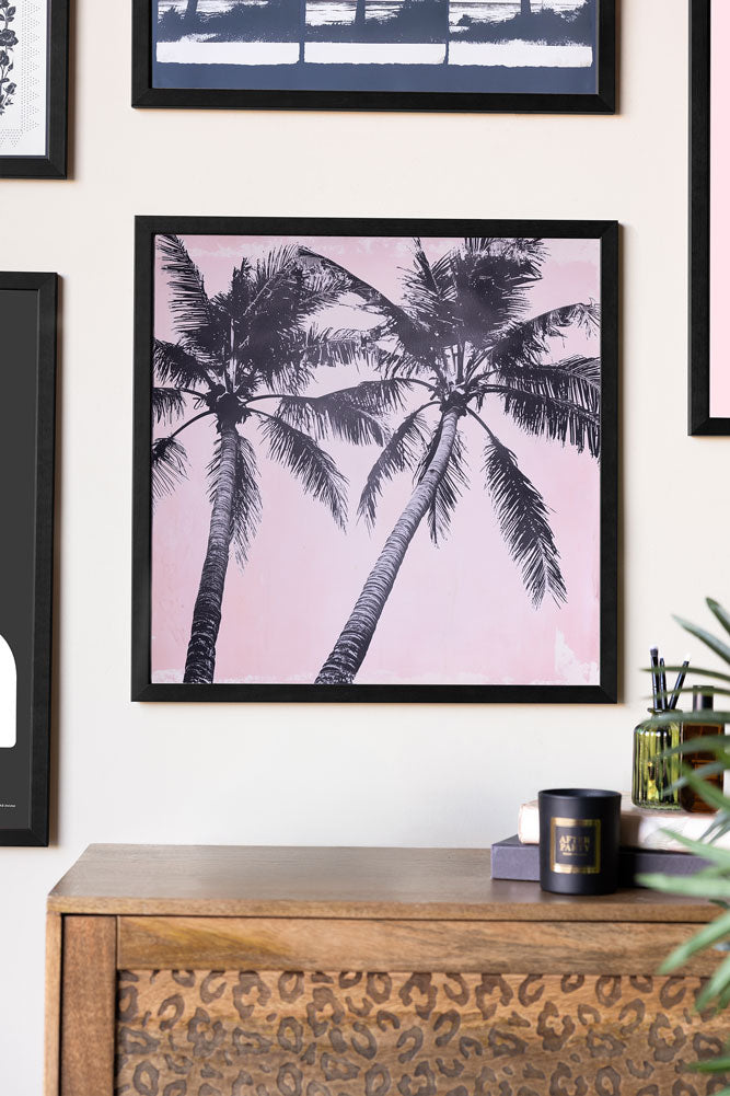 Vintage Pink Palms 50cm x 50cm Art Print - Available in 4 Options