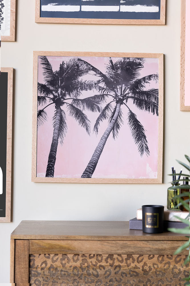 Vintage Pink Palms 50cm x 50cm Art Print - Available in 4 Options