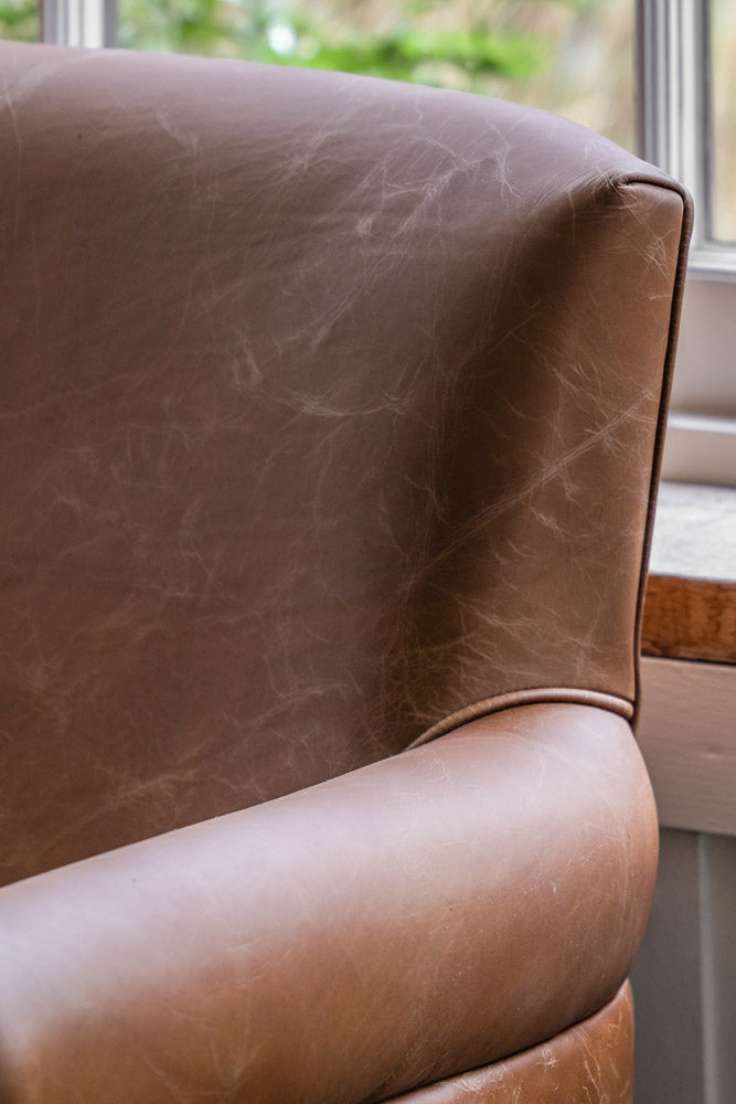 Vintage-Style Dark Brown Leather 2-Seater Sofa