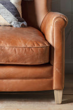 Vintage-Style Dark Brown Leather 2-Seater Sofa