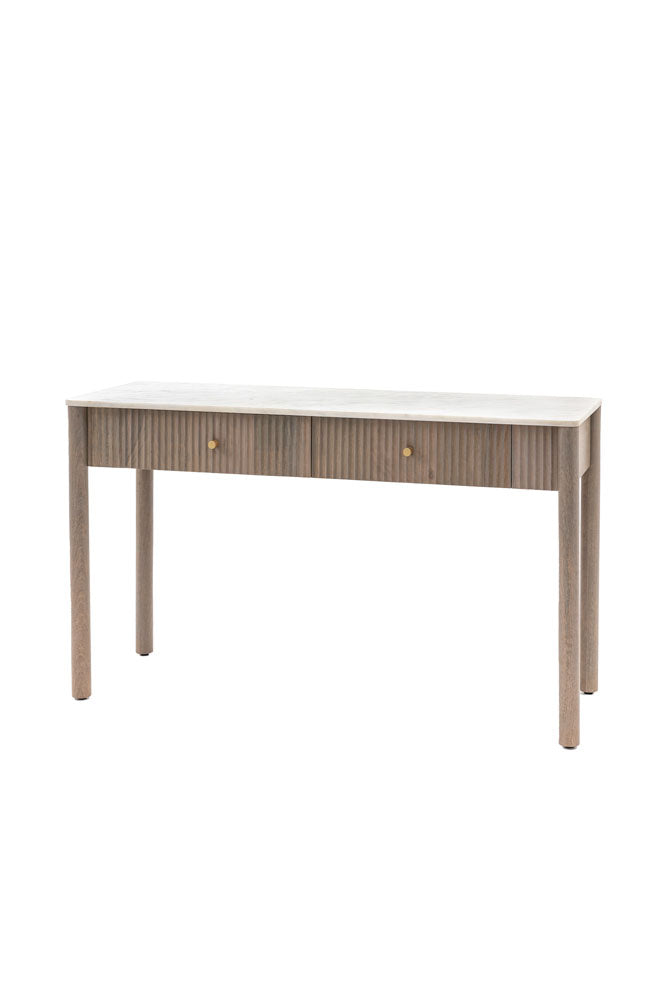White Marble 2-Drawer Console Table