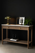 White Marble 2-Drawer Console Table