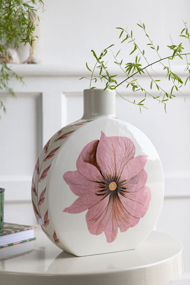 White & Pink Floral Vase