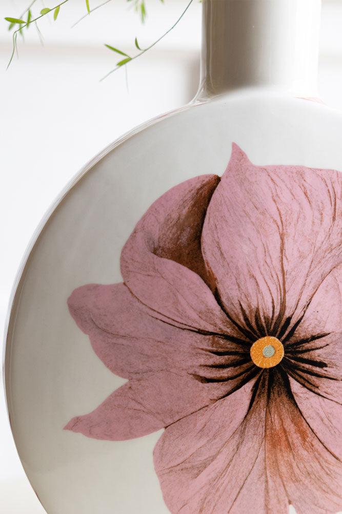 White & Pink Floral Vase