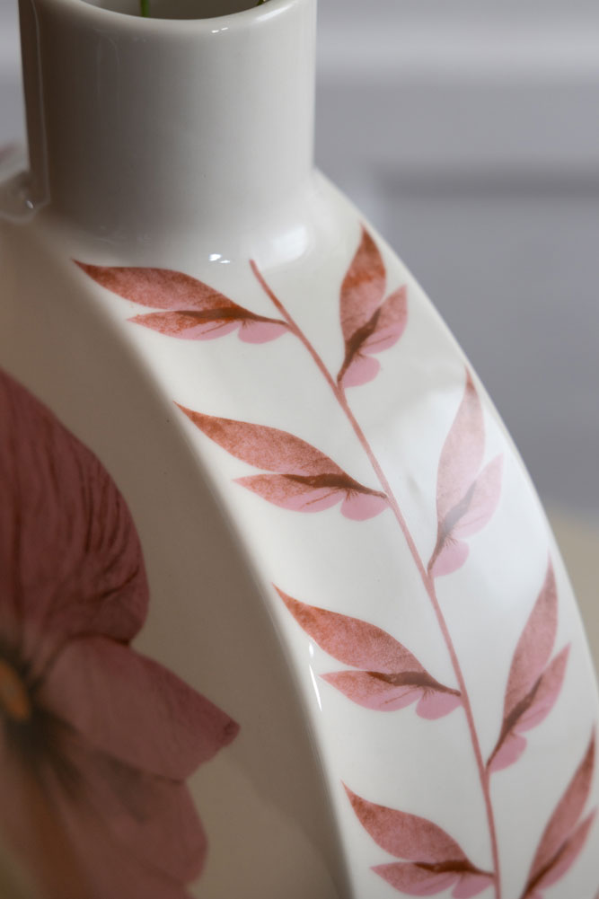 White & Pink Floral Vase