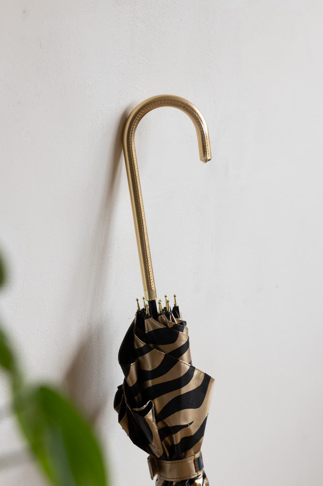 Parapluie à imprimé zèbre doré métallisé