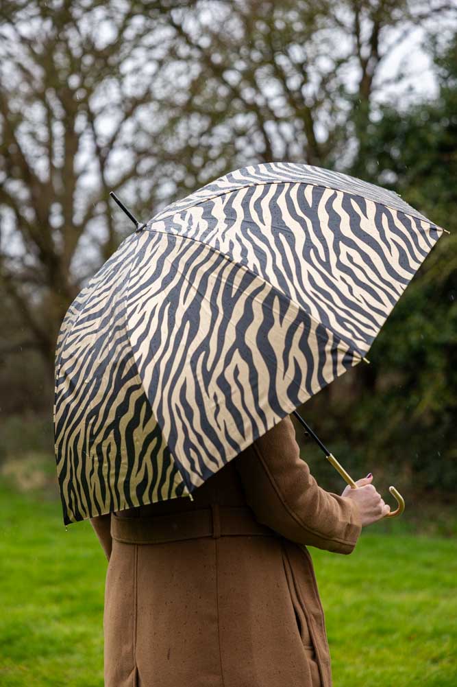 Parapluie à imprimé zèbre doré métallisé
