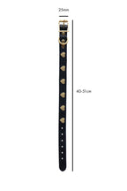 Grand collier pour chien en cuir noir avec cœurs - ÉCHANTILLON