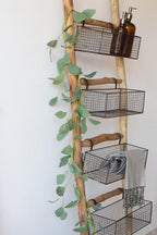 Wooden Ladder with 5 Basket Shelves
