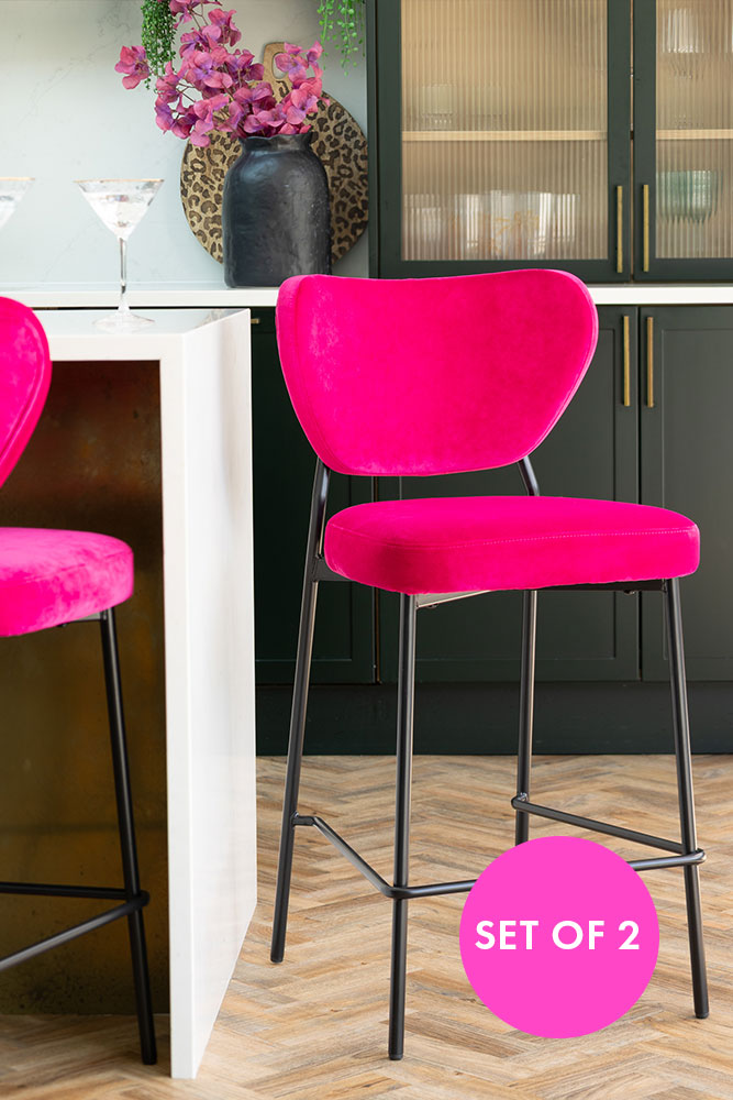 Lot de 2 tabourets de bar rose vif Harry's
