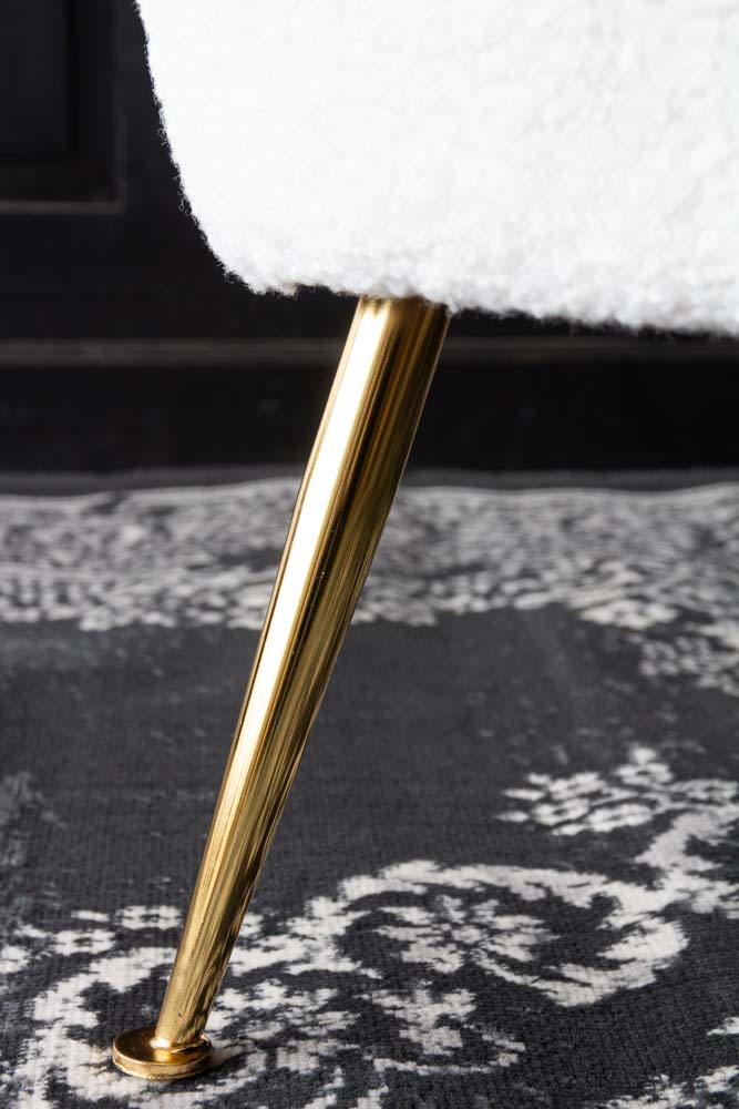 White Teddy Armchair With Gold Legs